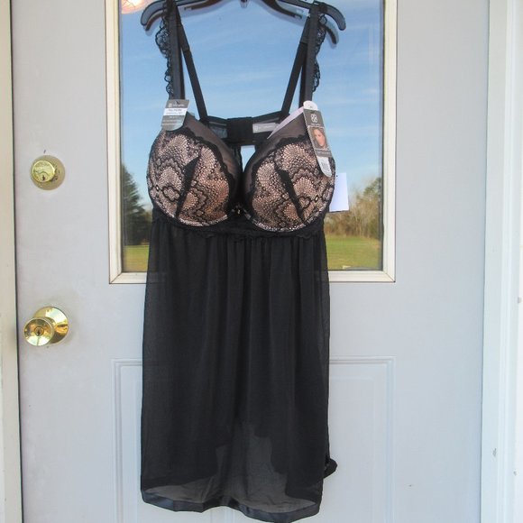 push up baby doll & panty set with lace detail size 2X - Picture 3 of 15